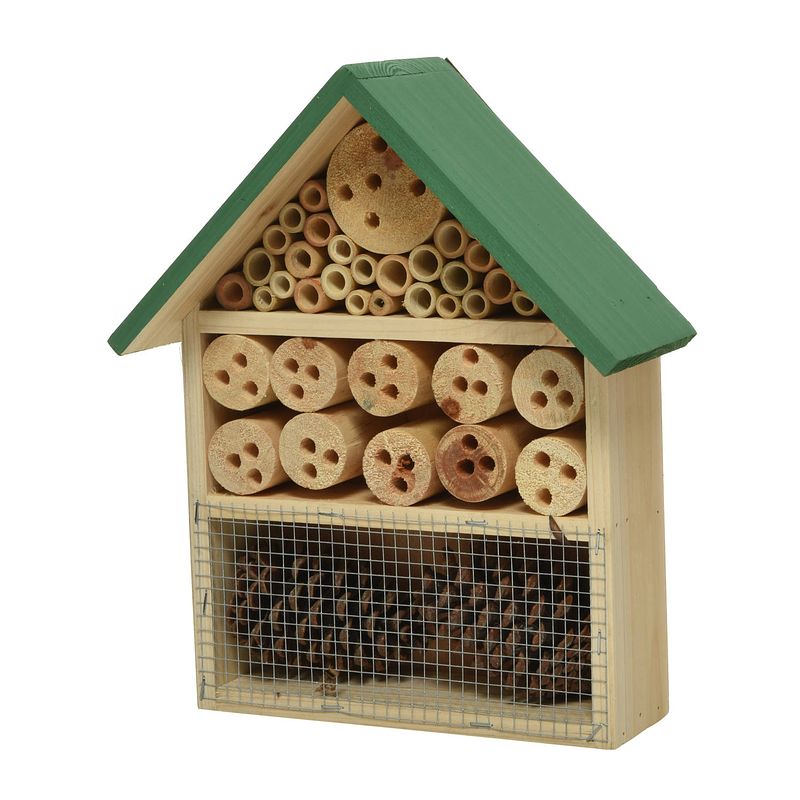 Foto van Groen insectenhotel huisje 29 cm - insectenhotel