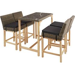 Foto van Tectake® - wicker bartafel kutina met 4 stoelen latina - natuur