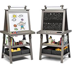 Foto van Zenzee krijtbord - tekenbord - whiteboard - voor kinderen - educatief speelgoed - 59 x 50 x 117 cm