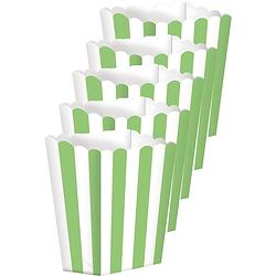 Foto van 20x stuks popcorn/snoep bakjes lime groen/wit - wegwerpbakjes