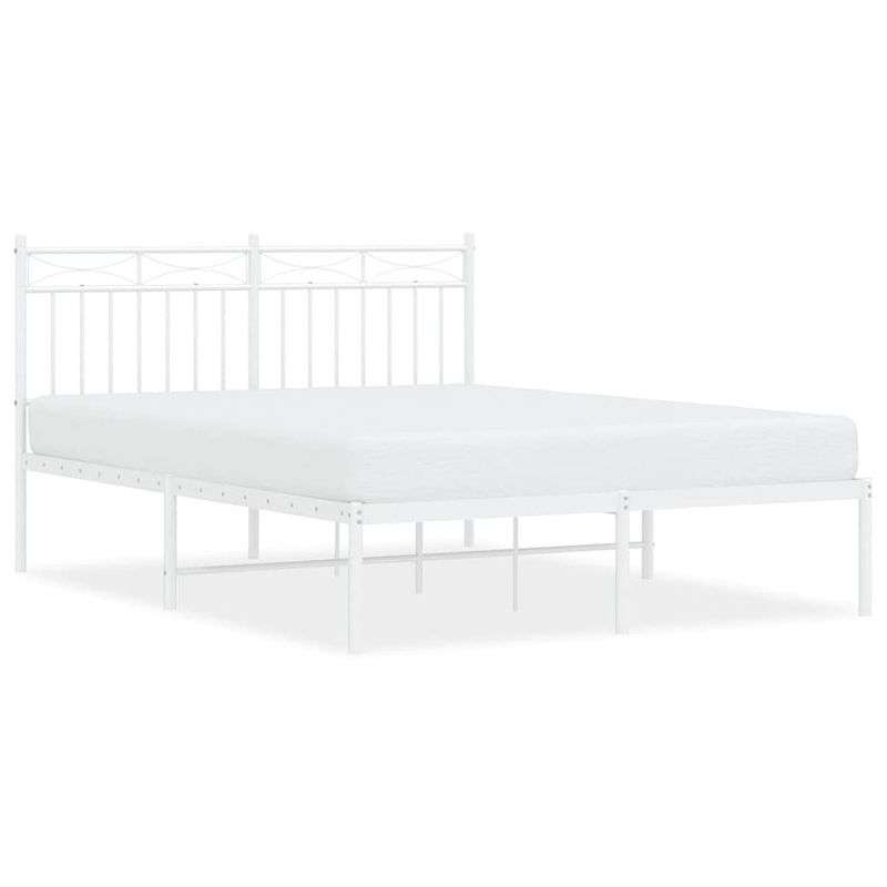 Foto van Vidaxl bedframe met hoofdbord metaal wit 140x190 cm