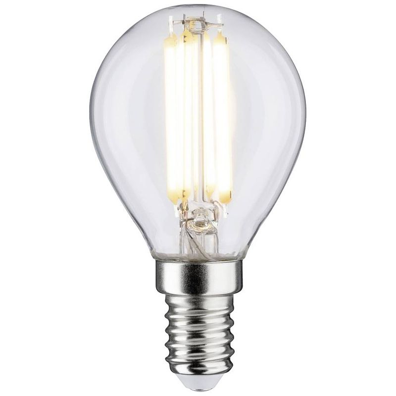 Foto van Paulmann 29073 led-lamp energielabel d (a - g) e14 kogel 5.9 w warmwit (ø x h) 45 mm x 80 mm 1 stuk(s)