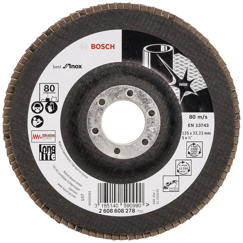 Foto van Bosch accessories 2608608278 x581 lamellenschijf diameter 125 mm boordiameter 22.33 mm rvs 1 stuk(s)