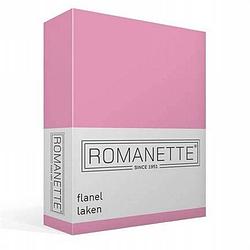 Foto van Romanette flanellen laken - 100% geruwde flanel-katoen - 2-persoons (200x260 cm) - roze