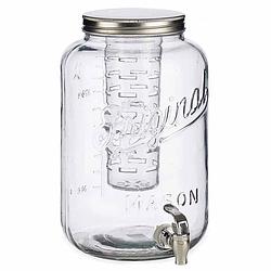 Foto van Glazen drankdispenser/limonadetap met zilver kleur dop/tap 8 liter - drankdispensers