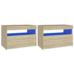 Foto van The living store nachtkastjes 2 st led-verlichting 60x35x40 cm sonoma eikenkleur - kast