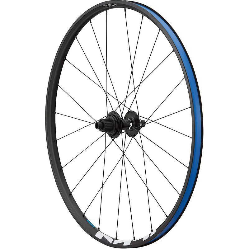 Foto van Shimano achterwiel mt501 29 inch naaf aluminium zwart/blauw