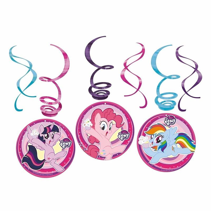 Foto van 6x stuks feest my little pony rotorspiralen 50 cm hang decoraties - hangdecoratie