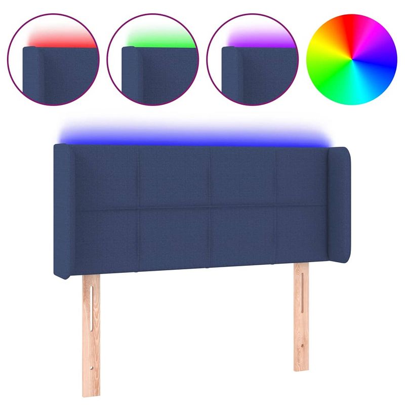 Foto van Vidaxl hoofdbord led 83x16x78/88 cm stof blauw