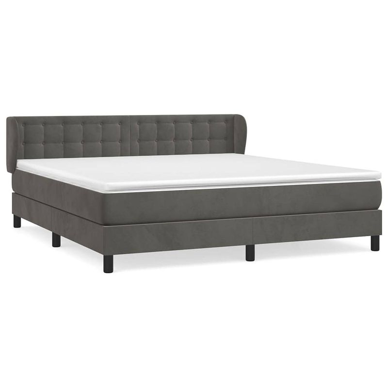 Foto van The living store boxspringbed - fluweel - donkergrijs - 160x200x78/88cm - pocketvering