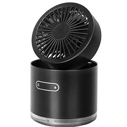 Foto van Ventilator met water op batterijen - aigi grifty - mistventilator - mini tafelventilator - usb oplaadbaar - rond - zwart
