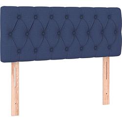 Foto van The living store boxspring met matras en led stof blauw 90x190 cm - bed