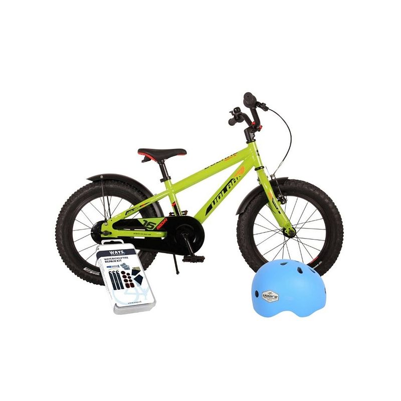 Foto van Volare kinderfiets rocky - 16 inch - groen - inclusief fietshelm & accessoires