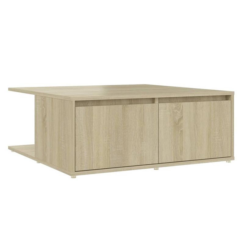 Foto van The living store salontafel - sonoma eiken - 80 x 80 x 31 cm - stabiele en duurzame tafel