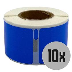 Foto van Dula dymo compatible labels - blauw - 99010 - s0722370 - adresetiketten - 10 rollen - 28 x 89 mm - 130 labels per rol