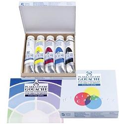 Foto van Talens plakkaatverf extra fijn tube van 20 ml, doos met 5 tubes in geassorteerde kleuren