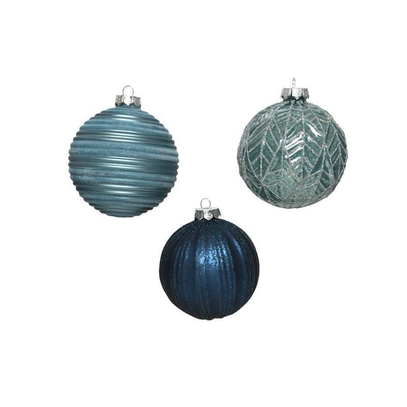 Foto van Kerstbal glas d10cm blauw a3