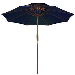 Foto van The living store parasol tuin - 270 x 256 cm - blauw - houten frame