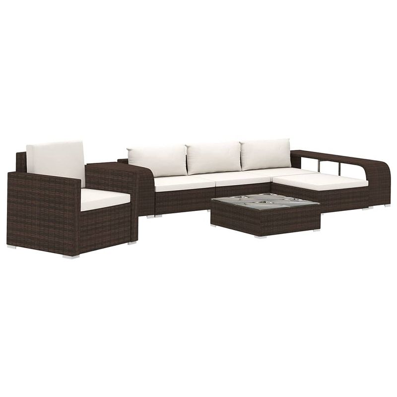 Foto van Infiori 8-delige loungeset met kussens poly rattan bruin