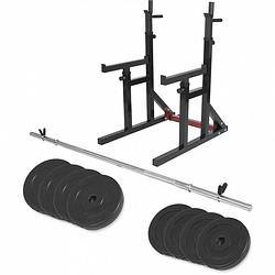 Foto van Gorilla sports multi squat rack + 40 kg halterset - halterstang met gewichten