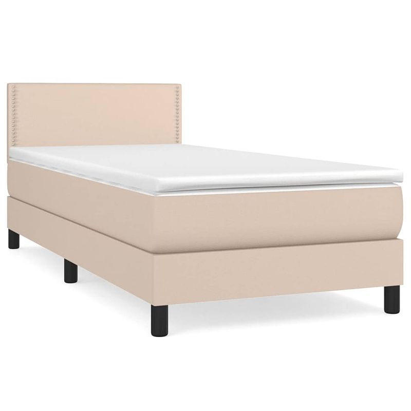 Foto van The living store boxspringbed - slaapkamermeubels - 203 x 100 x 78/88 cm - cappuccino - kunstleer - inclusief matras en