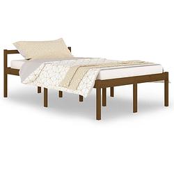 Foto van The living store bedframe grenenhout - honingbruin - 205.5 x 125.5 x 70.5 cm