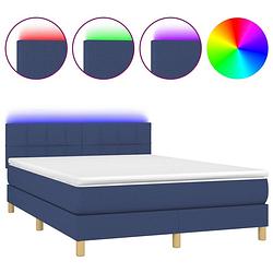 Foto van The living store boxspring bed - blauw - 203 x 144 x 78/88 cm - led - pocketvering matras - huidvriendelijk