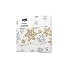 Foto van Duni - servetten snow glitter white 3-laags tissue 24 x 24 cm