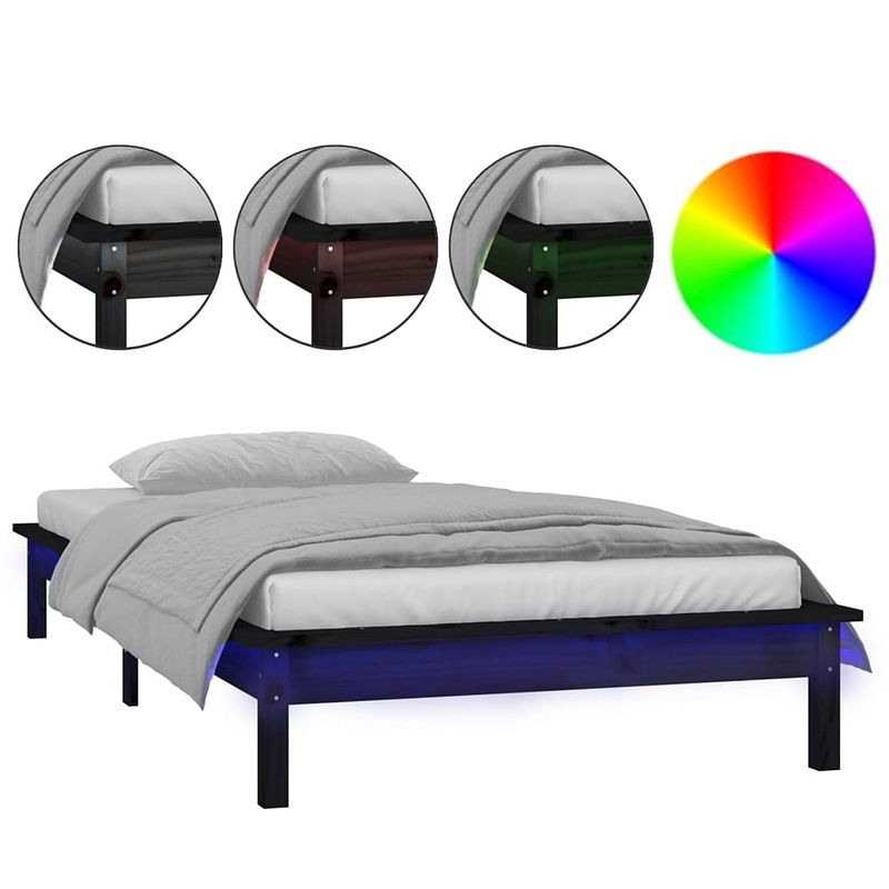 Foto van The living store bedframe - grenenhout - 90 x 200 cm - met led-verlichting