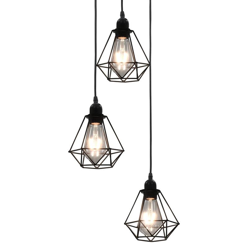 Foto van Vidaxl plafondlamp met diamantvorm 3xe27 zwart