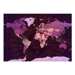 Foto van Artgeist purple world map vlies fotobehang 100x70cm 2-banen