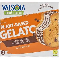 Foto van Valsoia bonta e salute plantbased gelato chocolate swirl & chocolate chips 3 stuks 270g bij jumbo