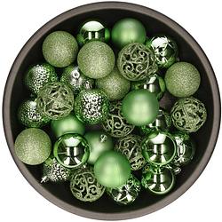 Foto van Kunststof kerstballen 37x stuks groen 6 cm - kerstbal