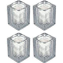 Foto van 4x kaarsen wit in kaarsenhouders 7 x 10 cm 24 branduren sfeerkaarsen - stompkaarsen