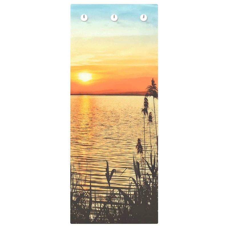 Foto van The living store wandkapstok sunset lake - 125 x 50 cm - gehard glas en metaal - decoratief en stevig