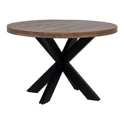 Foto van Giga meubel eettafel rond - mangohout - ø130cm - eettafel barn