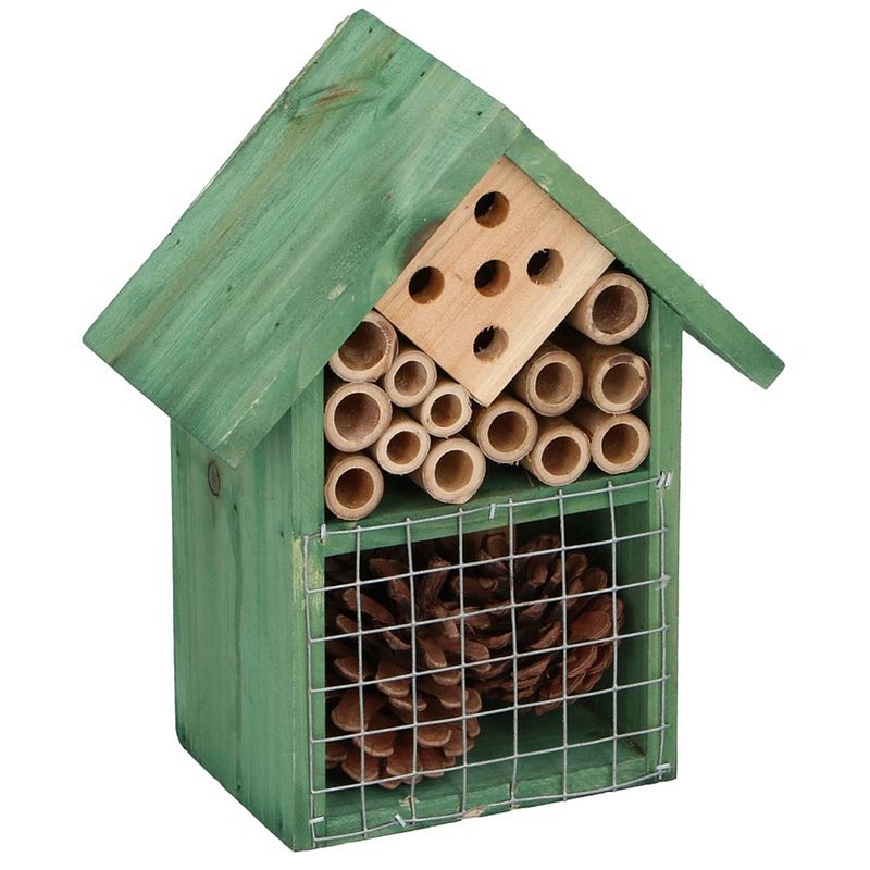 Foto van Groen insectenhotel 19 cm - hotel/huisje voor insecten - bijenhuis/vlinderhuis