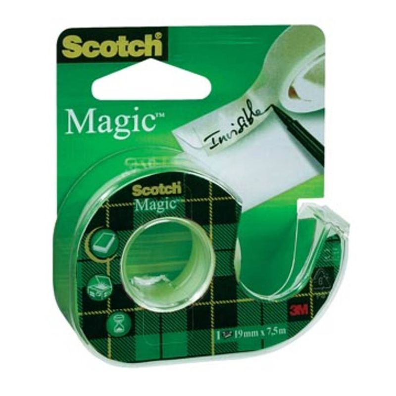 Foto van Scotch plakband magic tape, ft 19 mm x 7,5 m, blister met dispenser