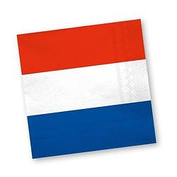 Foto van Holland rood wit blauw servetten 20 stuks - holland/ koningsdag thema versiering