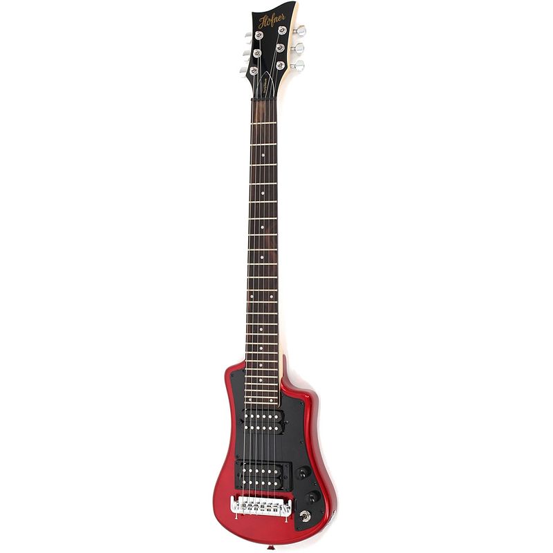 Foto van Hofner shorty deluxe red elektrische reisgitaar