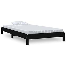 Foto van The living store bedframe stapelbaar massief grenenhout 196.5 x 81.5 x 22 cm - zwart