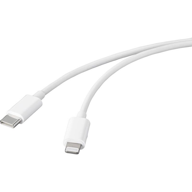 Foto van Basetech usb-kabel usb 2.0 usb-c stekker, apple lightning stekker 1.00 m wit bt-2347613