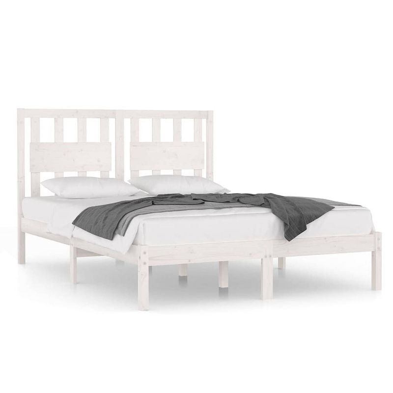 Foto van The living store bedframe - grenenhout - wit - 205.5 x 145.5 x 31 cm - geschikt voor 140 x 200 cm matras