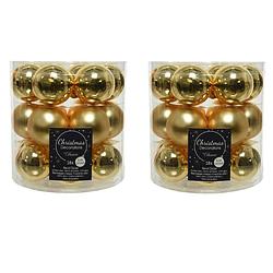 Foto van 36x stuks kleine glazen kerstballen goud 4 cm mat/glans - kerstbal