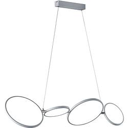 Foto van Led hanglamp - trion rondy - 37w - warm wit 3000k - dimbaar - rechthoek - mat zilver - aluminium