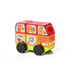 Foto van Cubika houten sorteerfiguur mini-bus vrolijke dieren