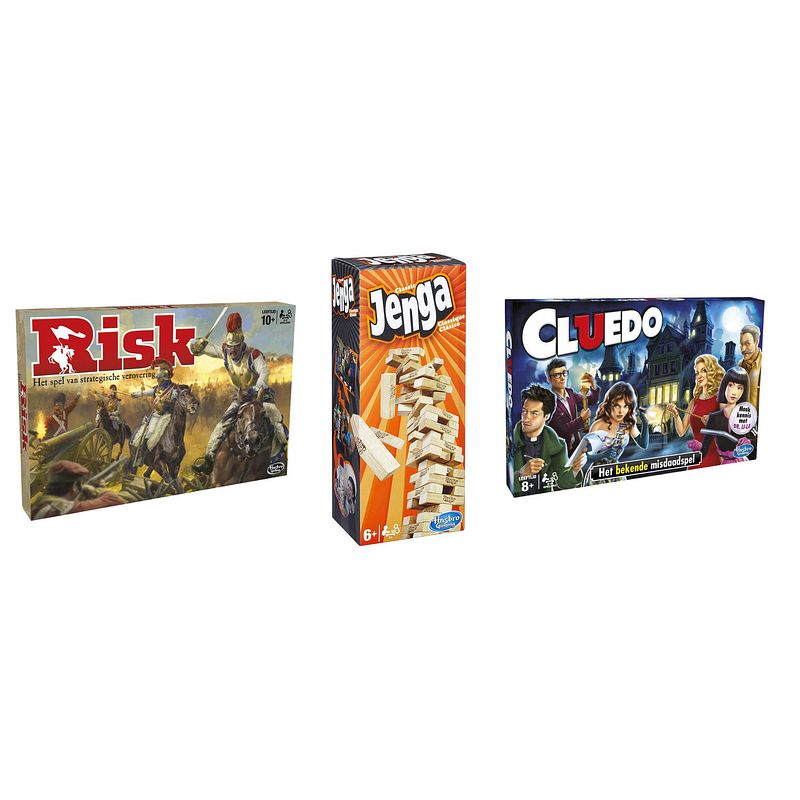 Foto van Spellenbundel - bordspellen - 3 stuks - risk & jenga & cluedo