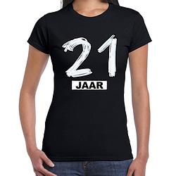 Foto van 21 jaar verjaardag cadeau t-shirt zwart voor dames xs - feestshirts