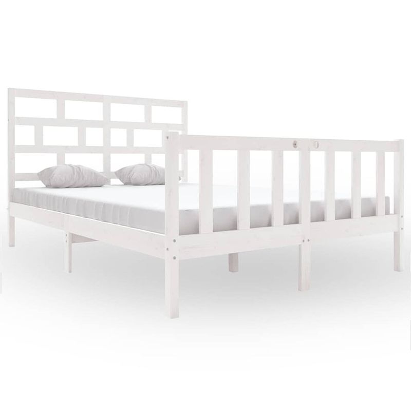 Foto van Vidaxl bedframe massief grenenhout wit 150x200 cm 5ft king size