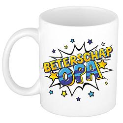 Foto van Beterschap opa cadeau mok / beker wit met sterren 300 ml - feest mokken